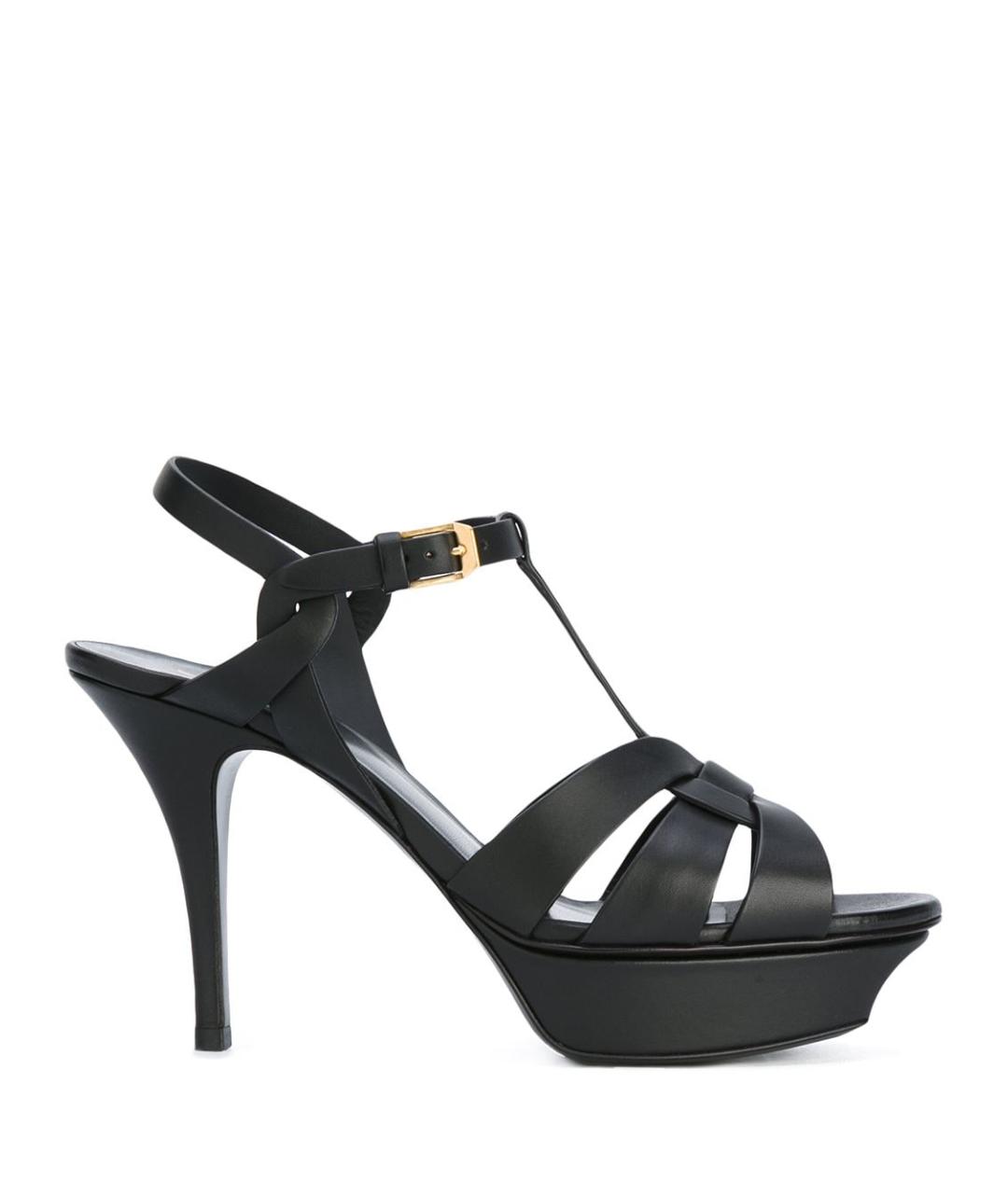 SAINT LAURENT Черные кожаные босоножки, фото 1