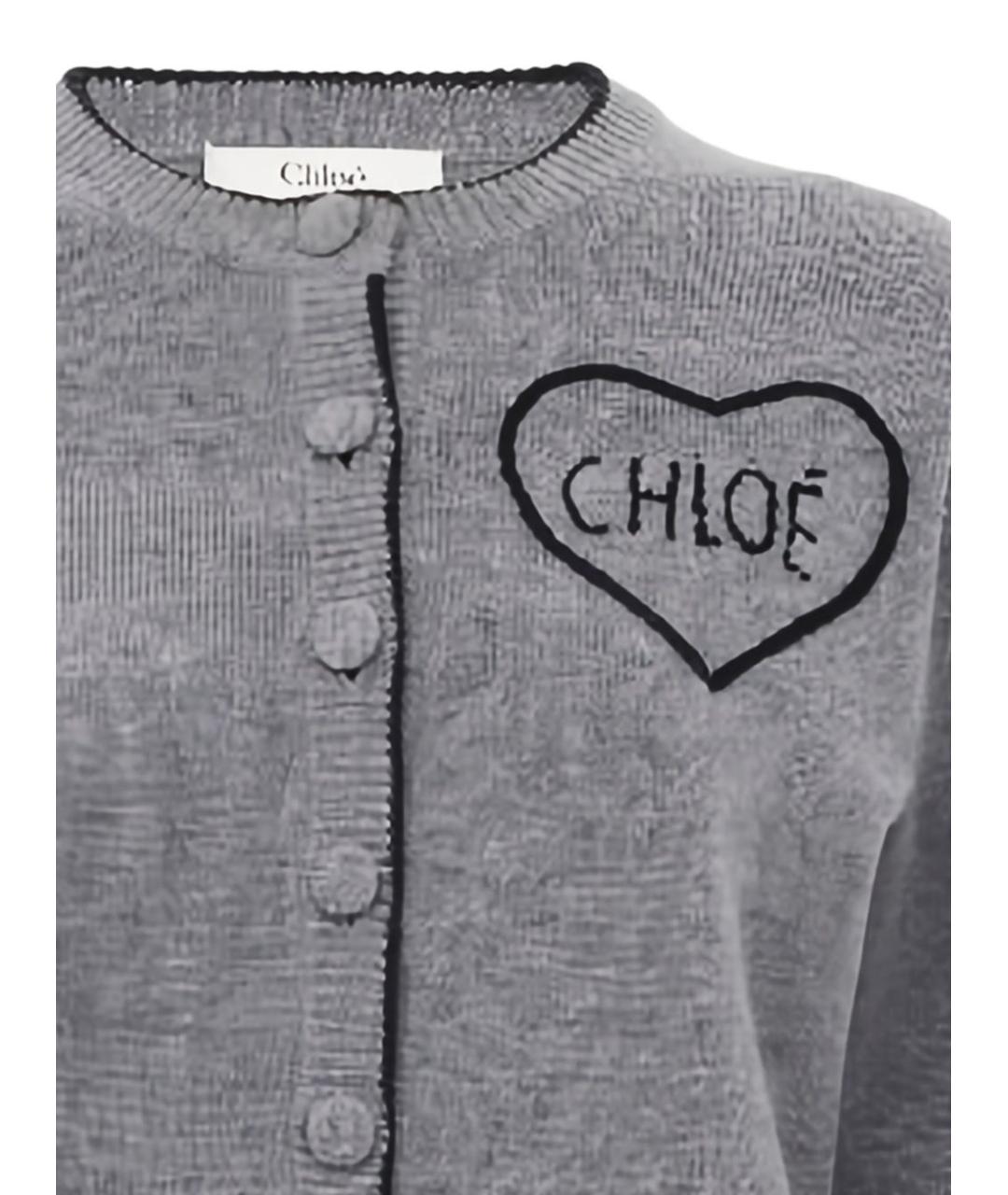 CHLOE Серый кашемировый кардиган, фото 2