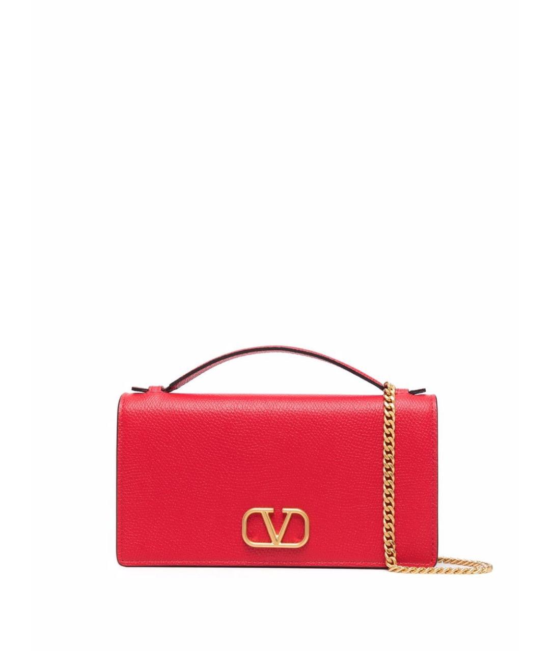 VALENTINO Красная кожаная сумка с короткими ручками, фото 1