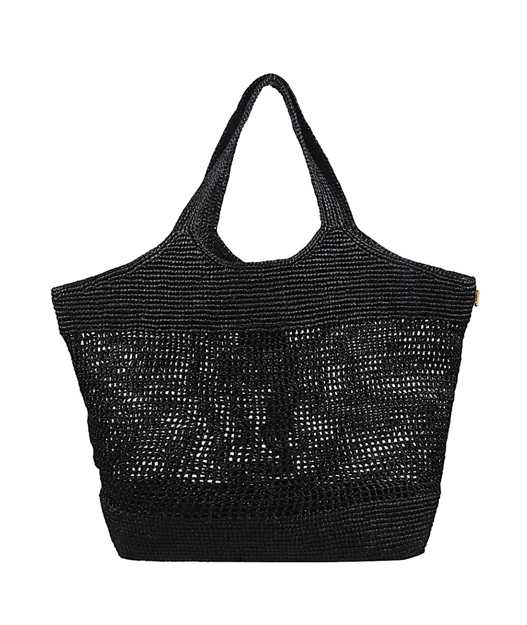 SAINT LAURENT Черная пелетеная сумка тоут, фото 2