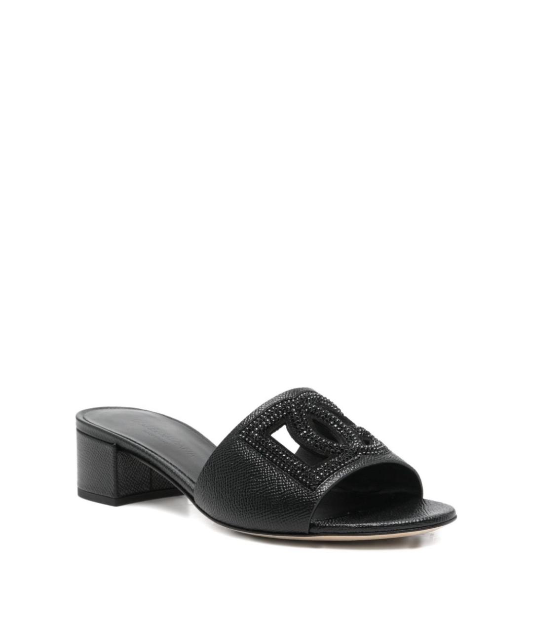 DOLCE&GABBANA Черные кожаные мюли, фото 2