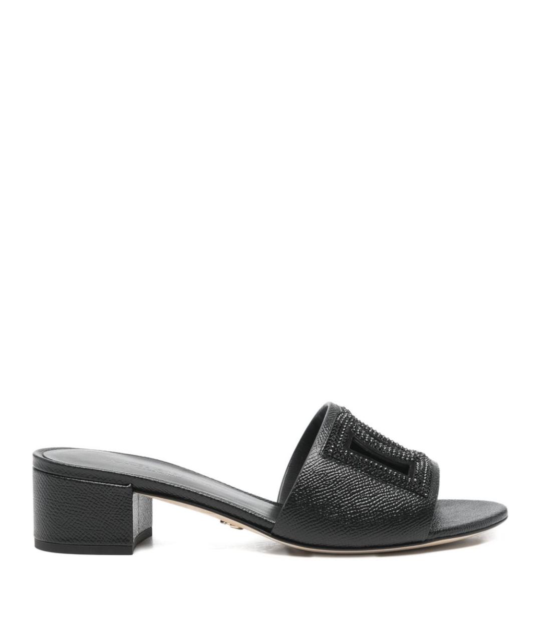 DOLCE&GABBANA Черные кожаные мюли, фото 1