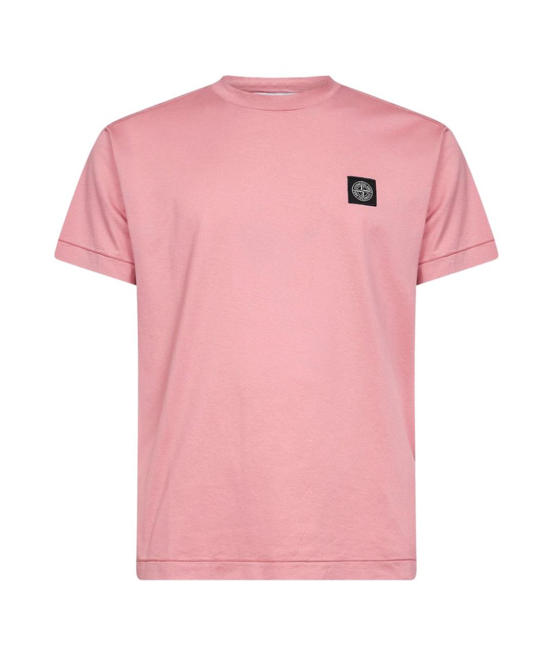 STONE ISLAND Розовая хлопковая футболка, фото 1