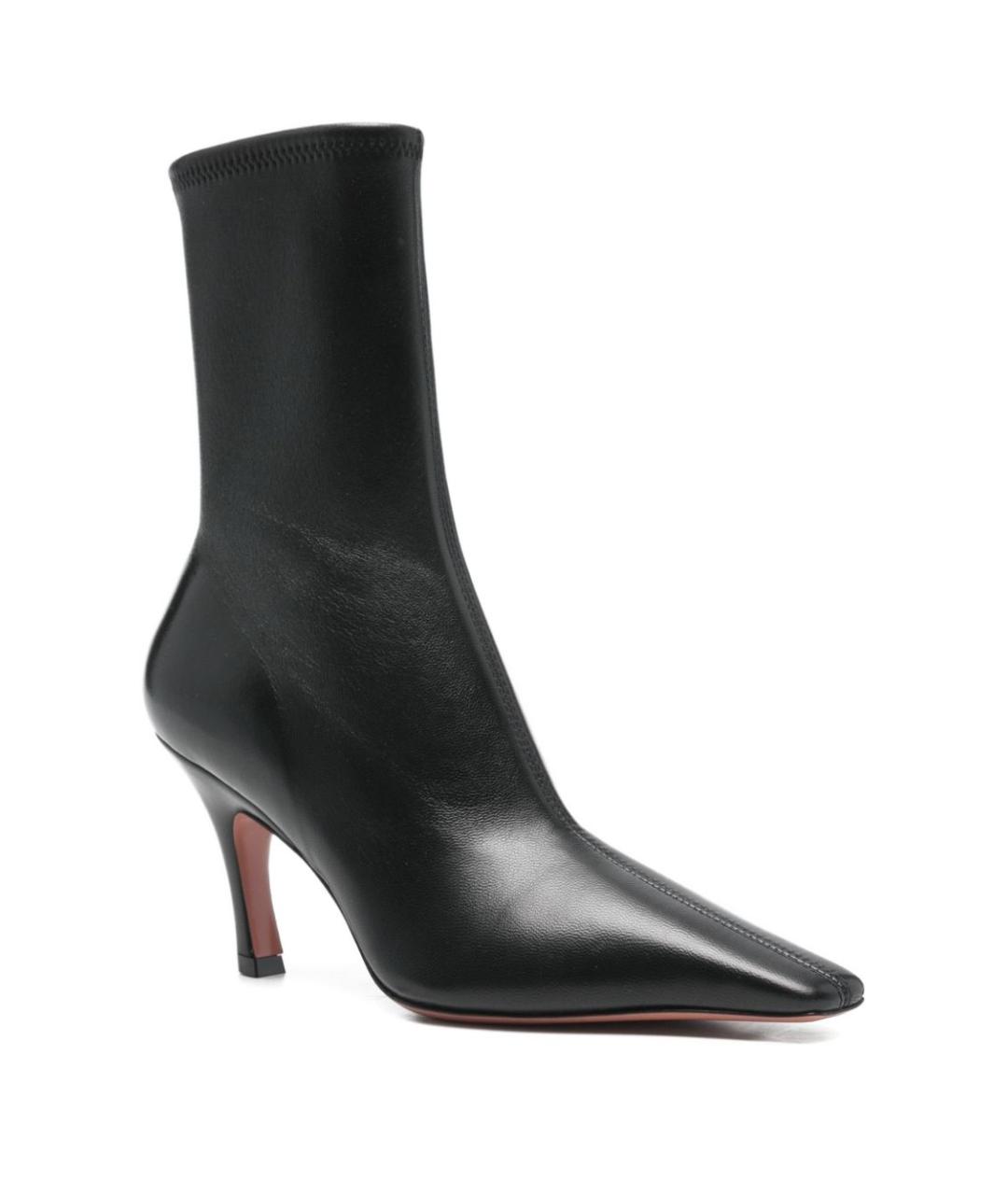 Amina Muaddi Черные кожаные сапоги, фото 4