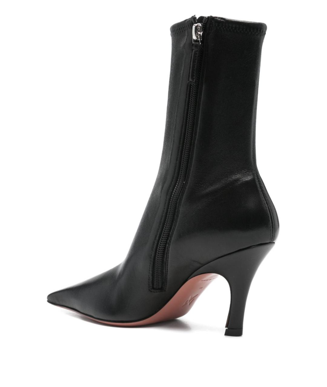 Amina Muaddi Черные кожаные сапоги, фото 3