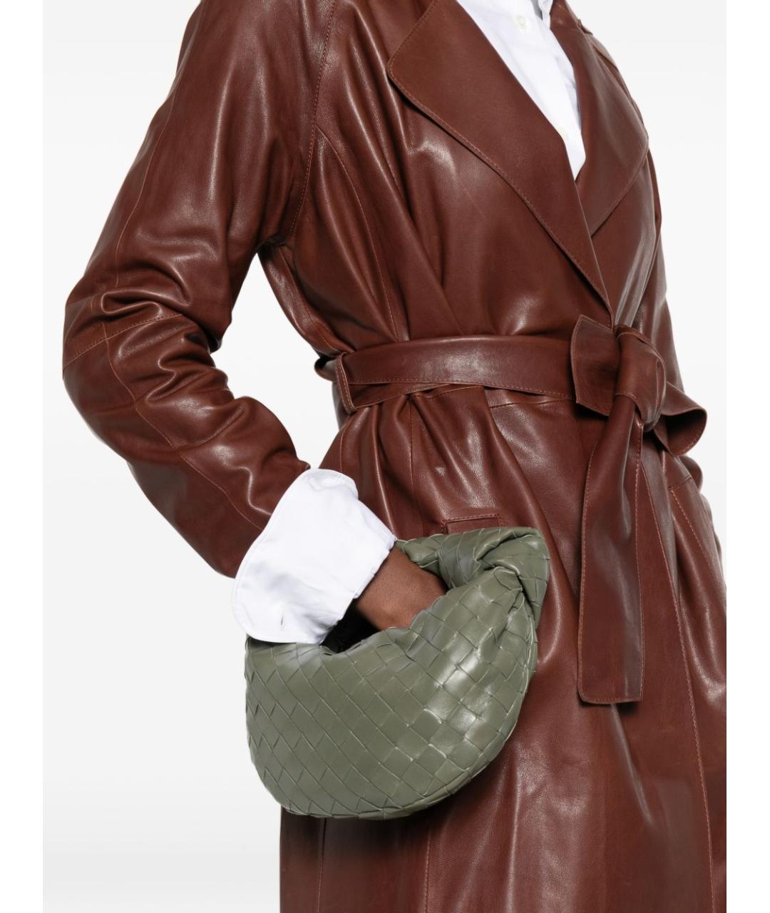 BOTTEGA VENETA Зеленая кожаная сумка с короткими ручками, фото 5