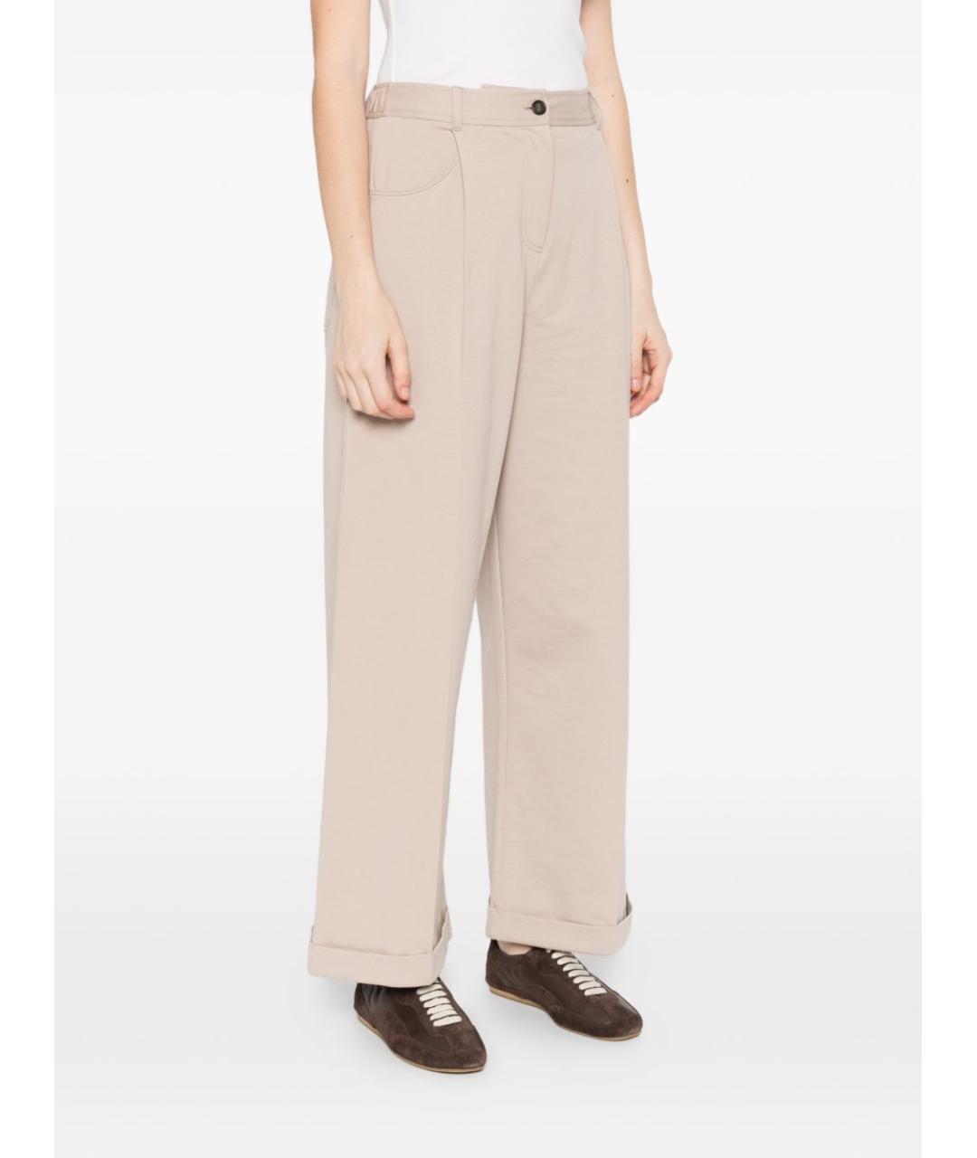 BRUNELLO CUCINELLI Бежевые хлопковые прямые брюки, фото 4