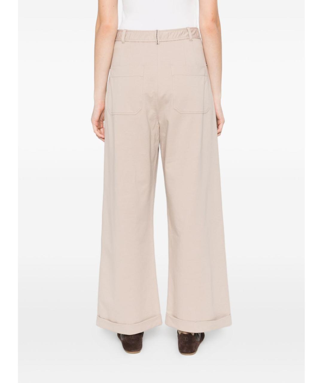BRUNELLO CUCINELLI Бежевые хлопковые прямые брюки, фото 5
