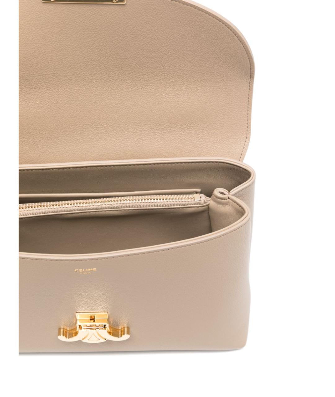 CELINE Бежевая кожаная сумка с короткими ручками, фото 4