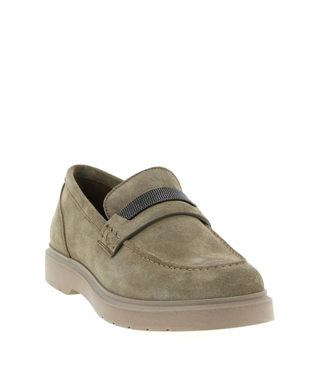 BRUNELLO CUCINELLI Бежевые замшевые лоферы, фото 3