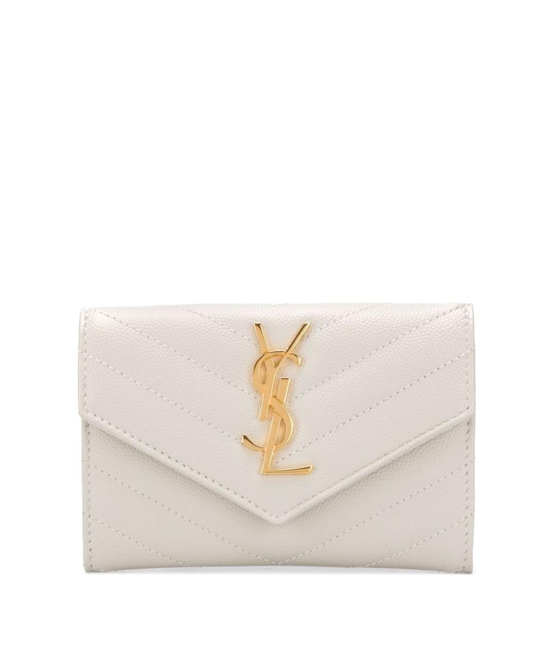 SAINT LAURENT Бежевый кожаный кошелек, фото 1