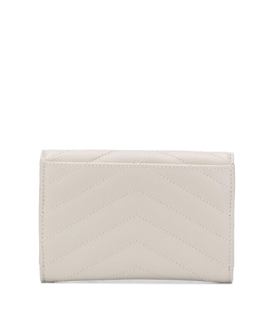 SAINT LAURENT Бежевый кожаный кошелек, фото 2