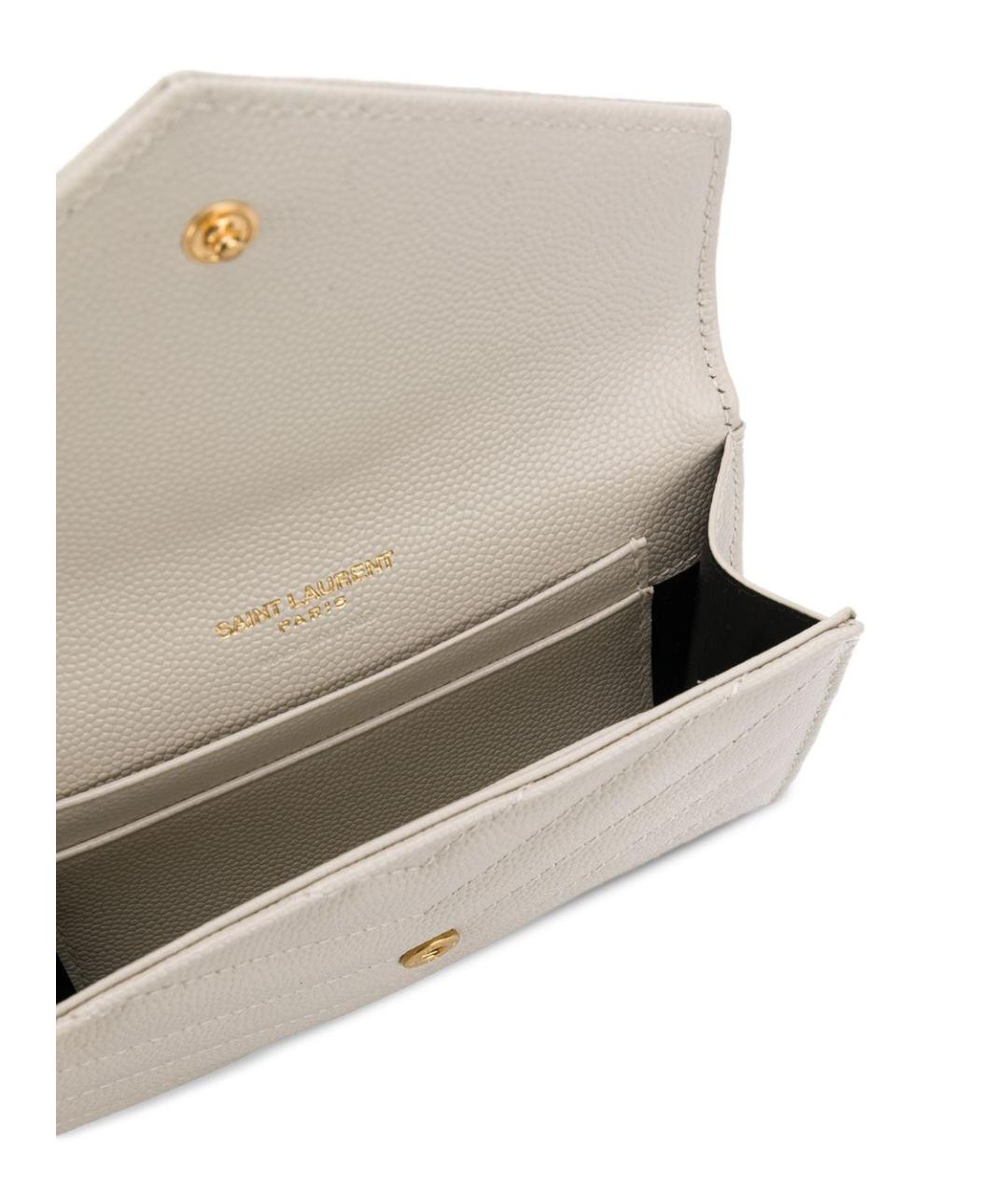 SAINT LAURENT Бежевый кожаный кошелек, фото 3
