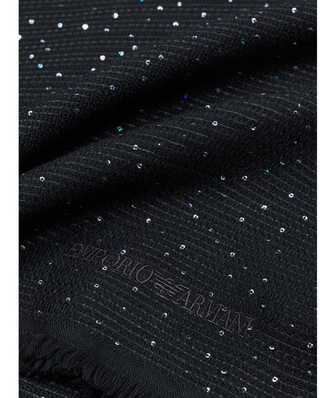EMPORIO ARMANI Черный шерстяной шарф, фото 3