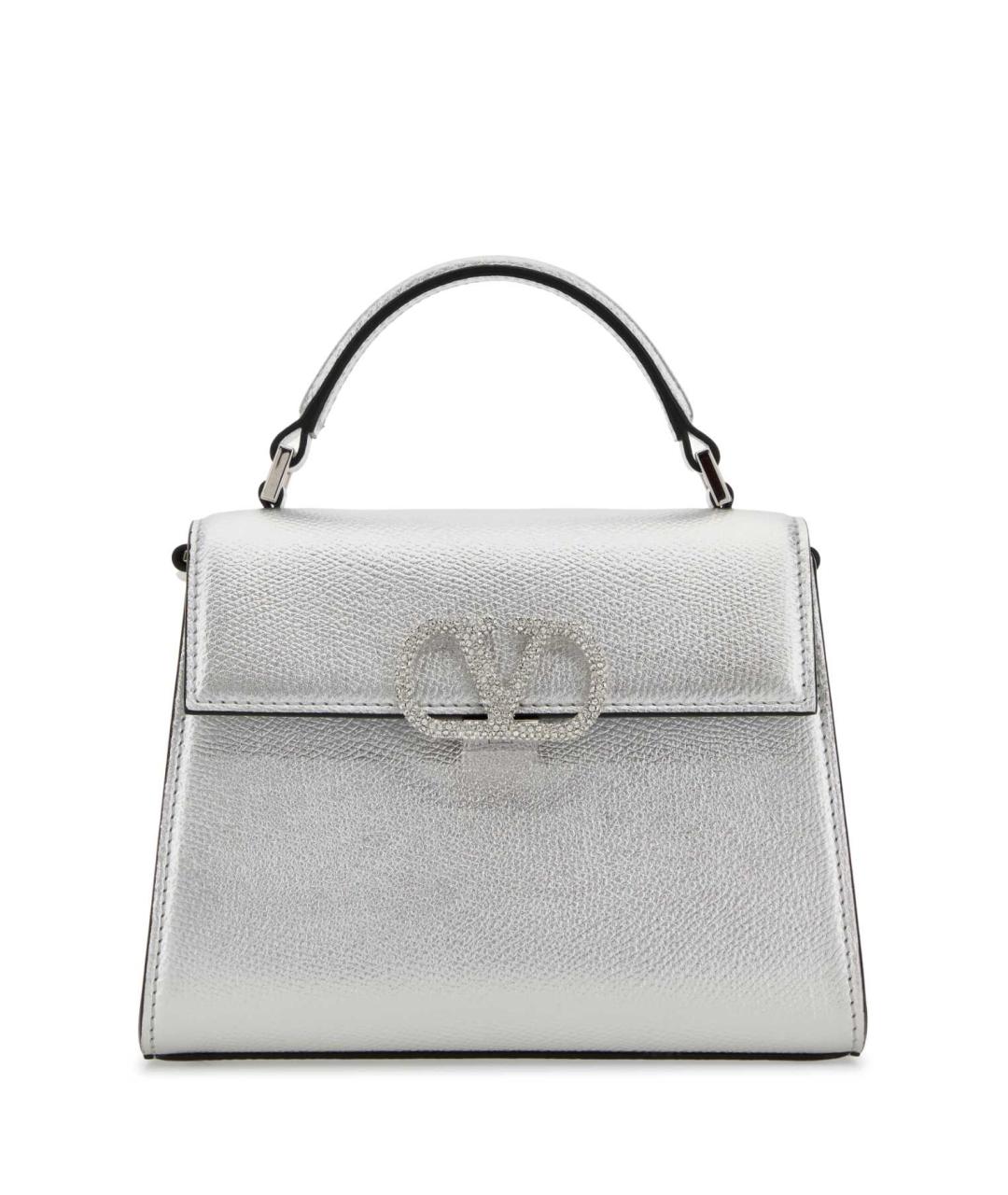 VALENTINO Серебряная кожаная сумка тоут, фото 1