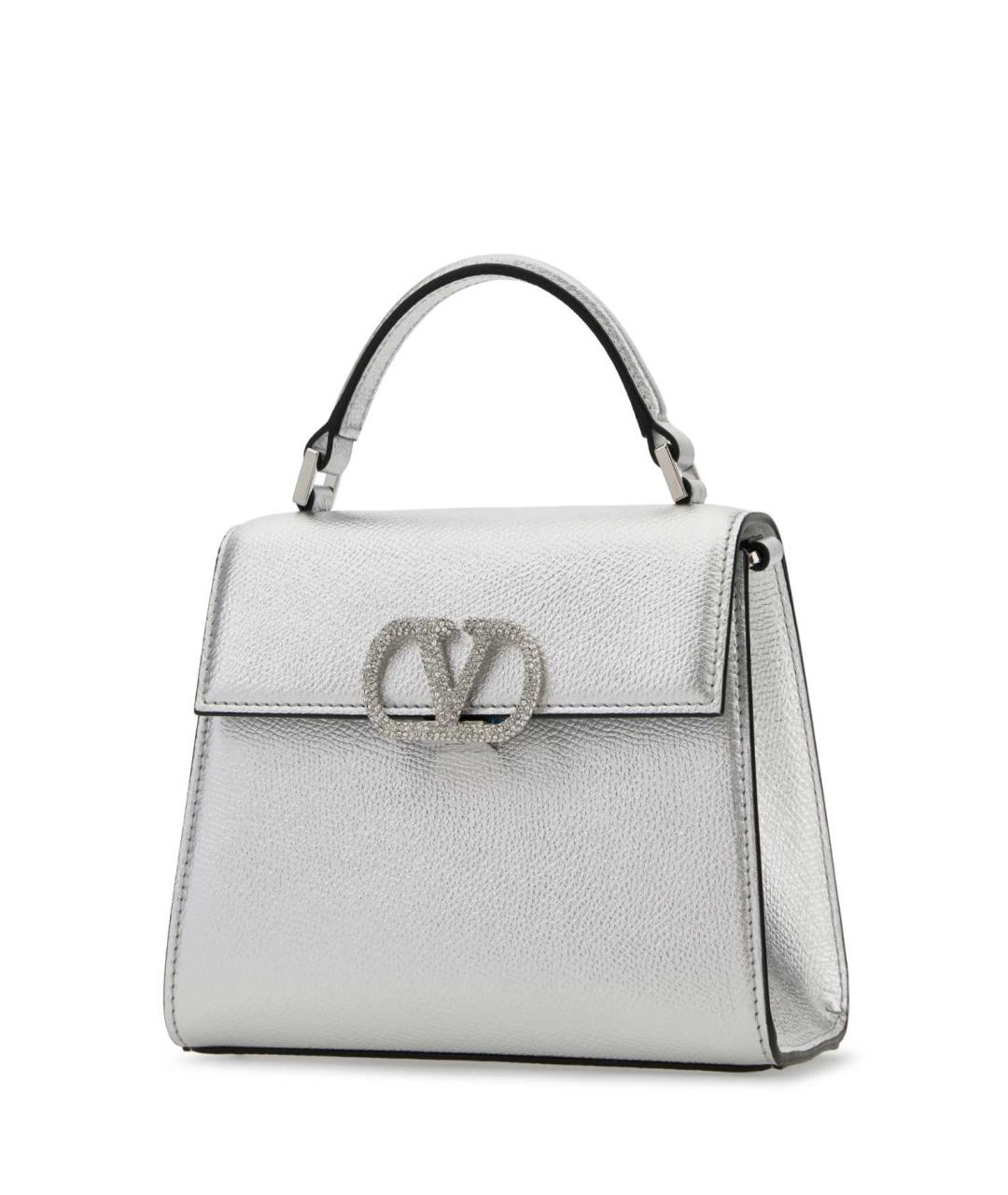 VALENTINO Серебряная кожаная сумка тоут, фото 2
