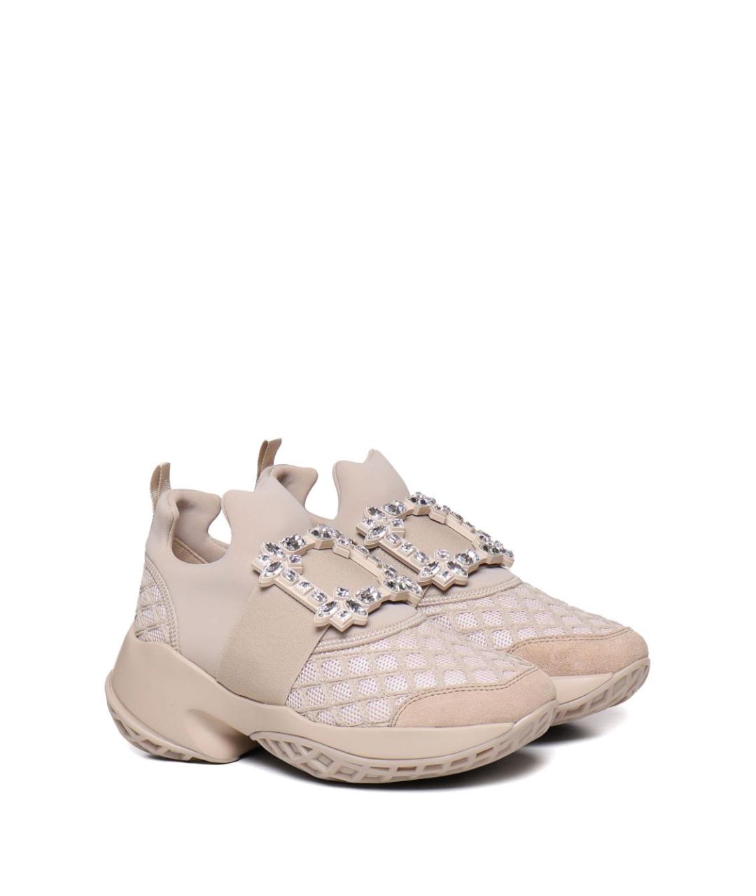 ROGER VIVIER Бежевые синтетические кроссовки, фото 3
