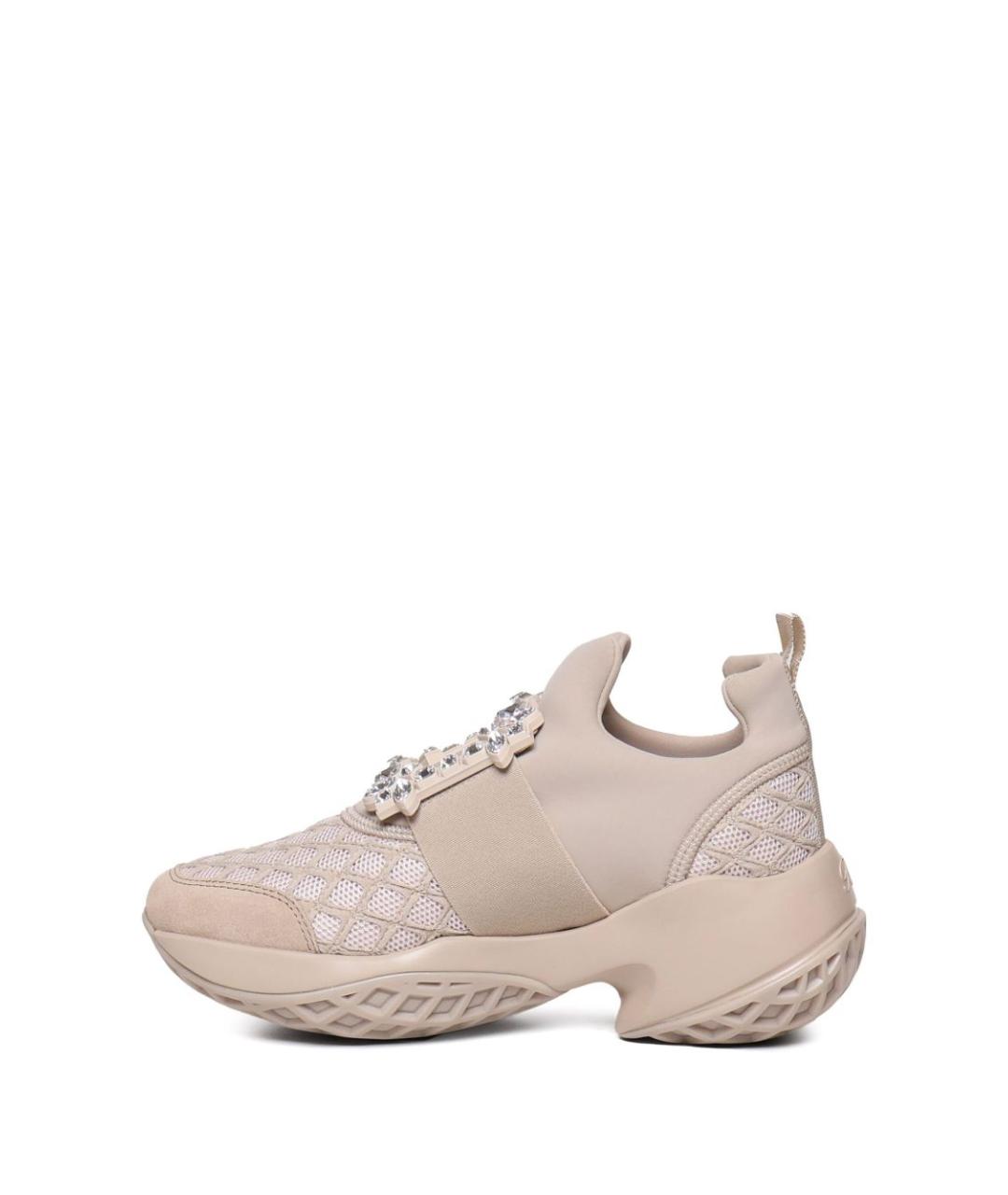 ROGER VIVIER Бежевые синтетические кроссовки, фото 4