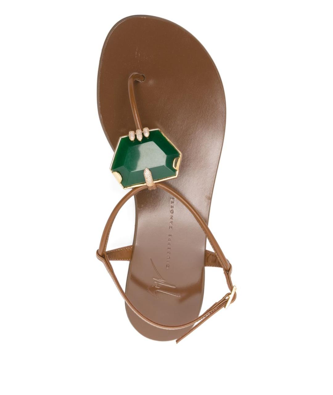 GIUSEPPE ZANOTTI DESIGN Коричневые кожаные сандалии, фото 3