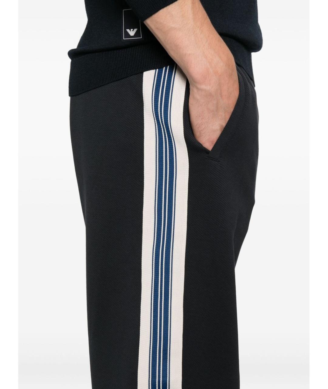 EMPORIO ARMANI Синие полиэстеровые повседневные брюки, фото 3