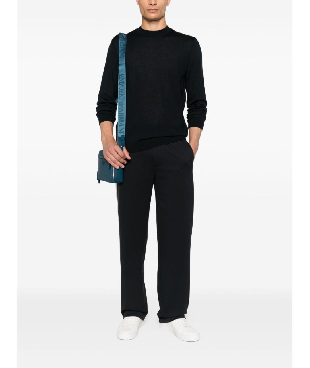 EMPORIO ARMANI Синие полиэстеровые повседневные брюки, фото 2