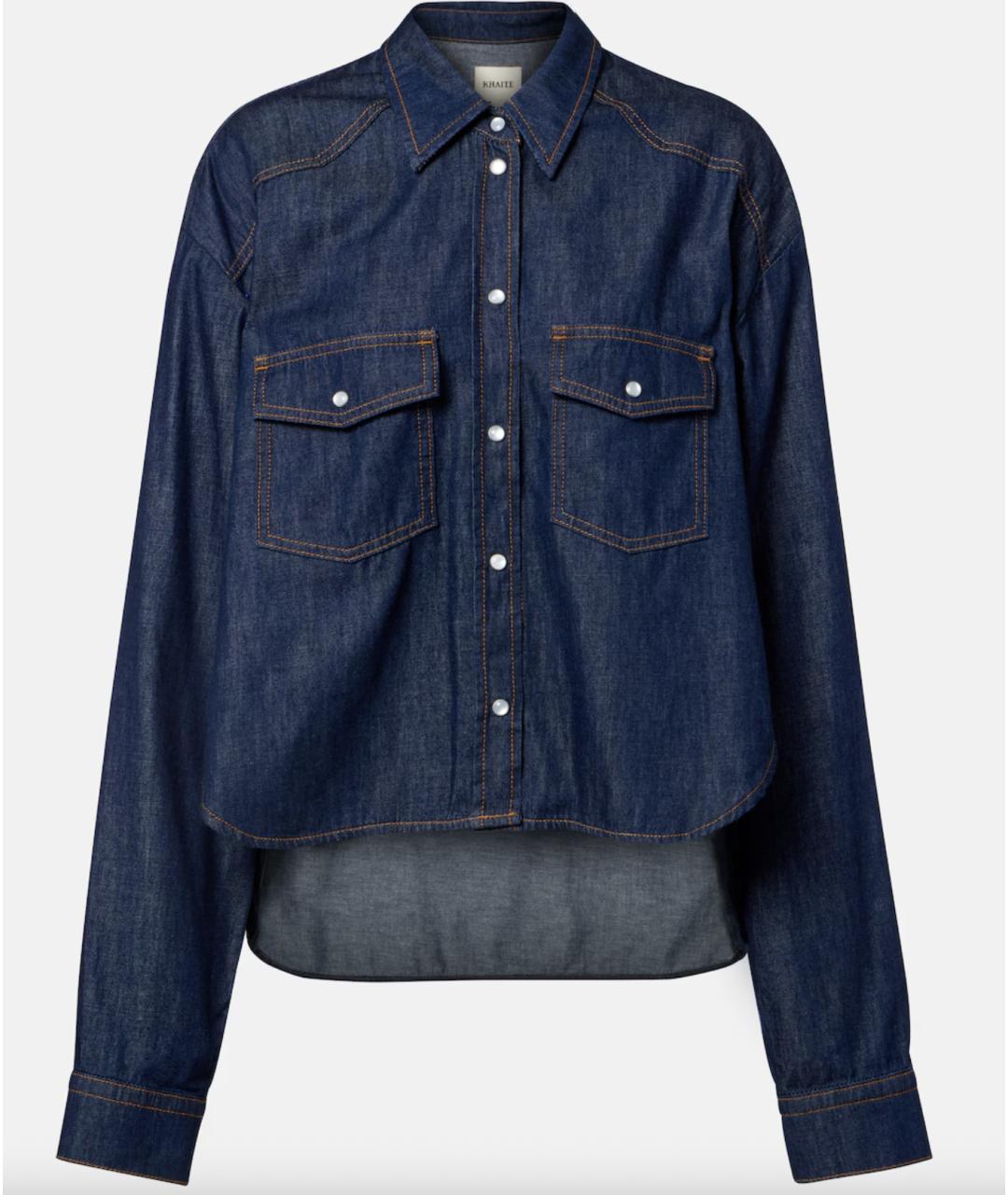 KHAITE Синяя хлопковая рубашка, фото 4