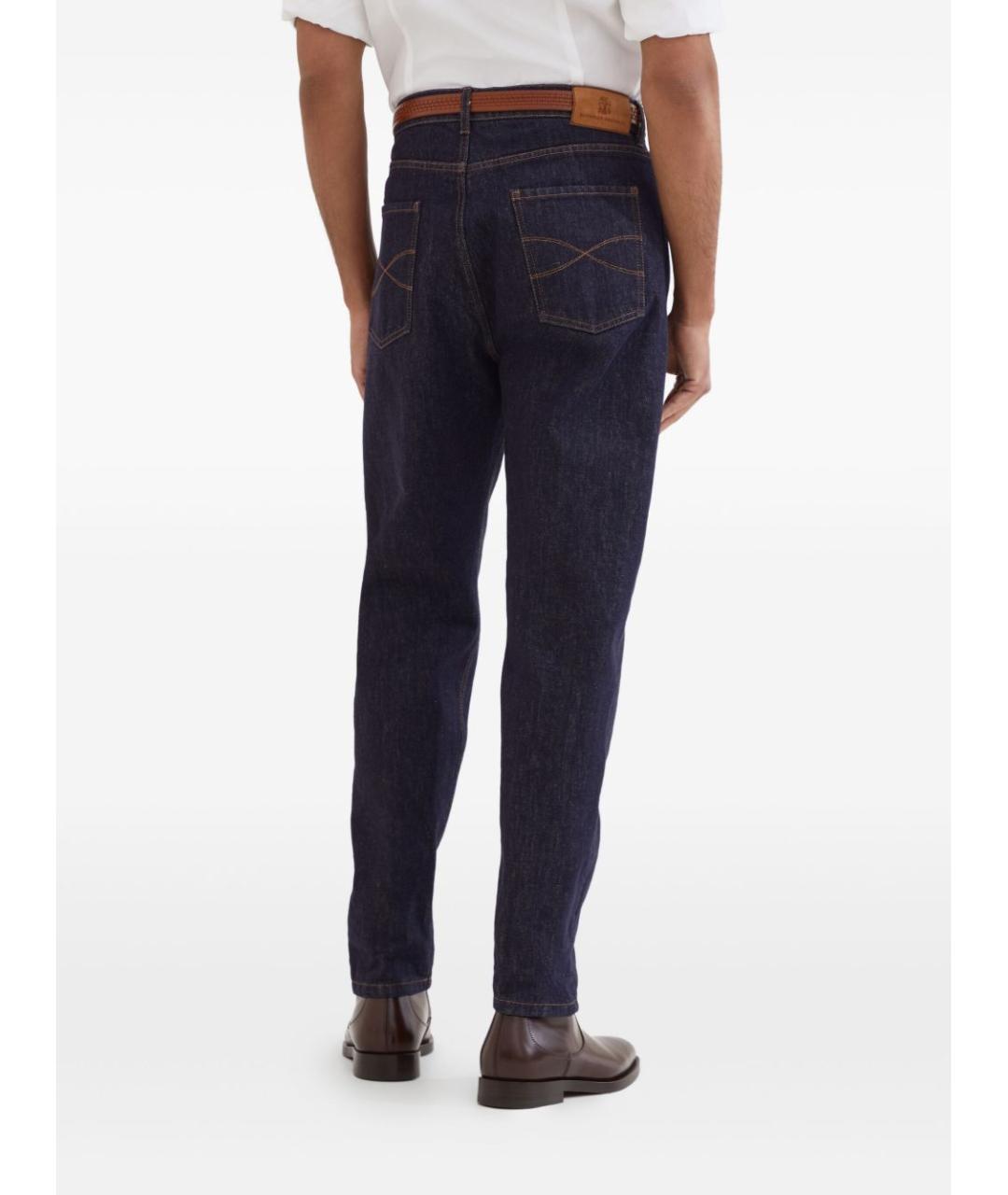 BRUNELLO CUCINELLI Синие хлопковые прямые джинсы, фото 4