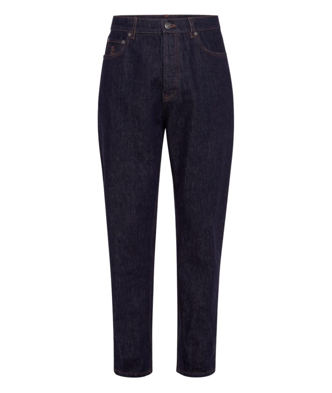 BRUNELLO CUCINELLI Синие хлопковые прямые джинсы, фото 1