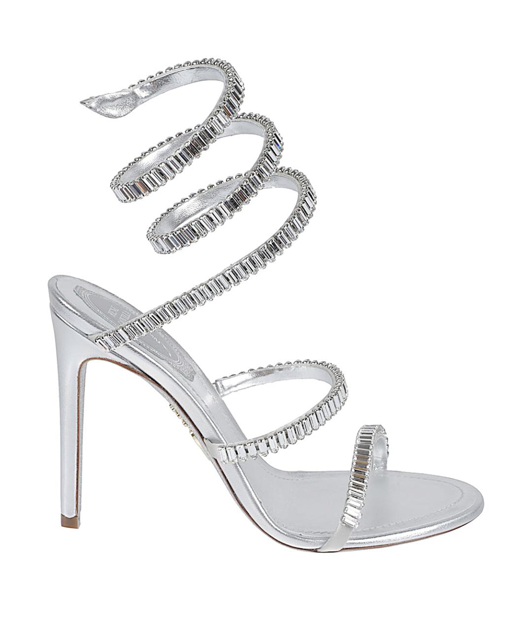 RENE CAOVILLA Серебряные кожаные босоножки, фото 1