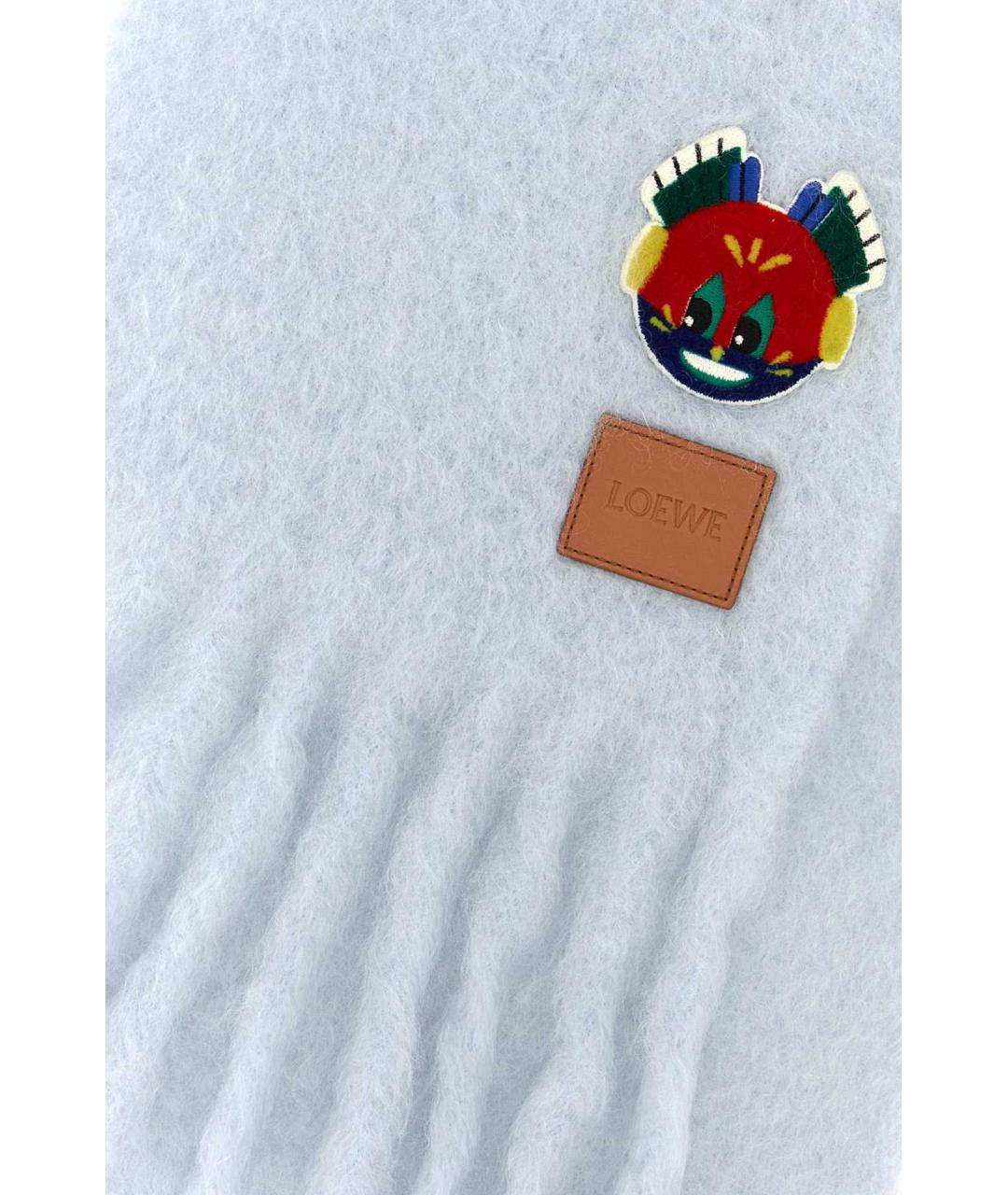 LOEWE Голубой шерстяной шарф, фото 2