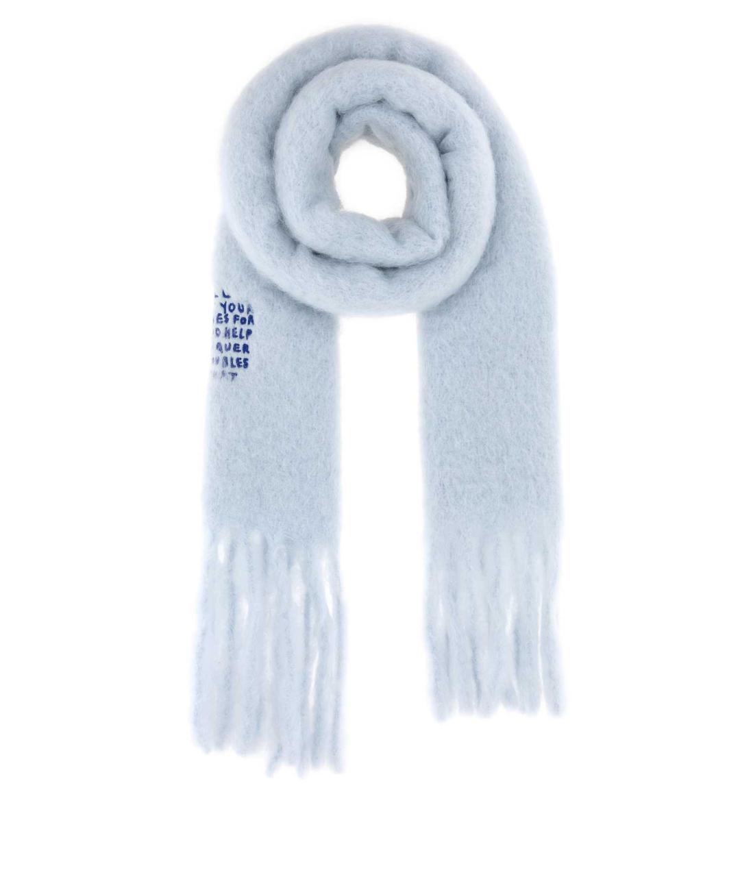 LOEWE Голубой шерстяной шарф, фото 1