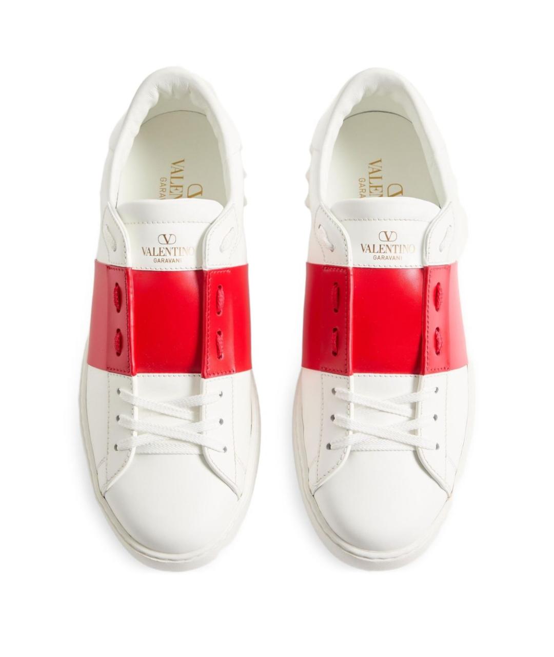 VALENTINO Красные кожаные низкие кроссовки / кеды, фото 3