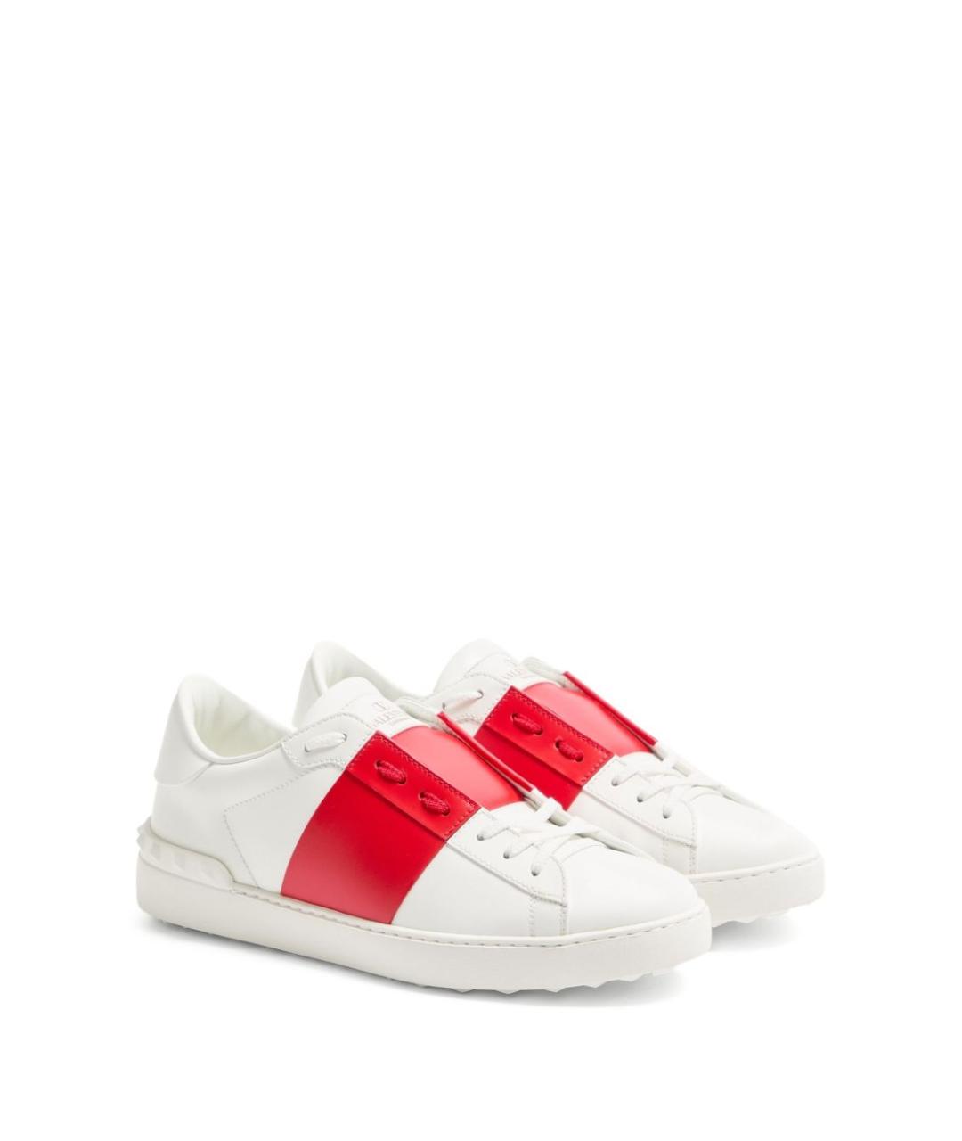 VALENTINO Красные кожаные низкие кроссовки / кеды, фото 4
