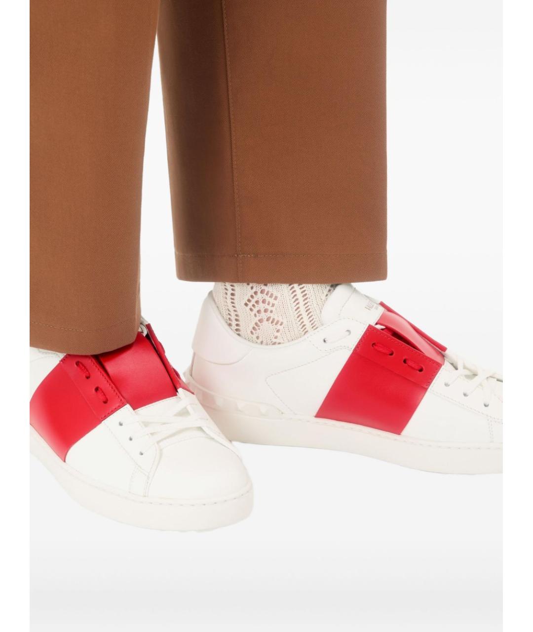 VALENTINO Красные кожаные низкие кроссовки / кеды, фото 2