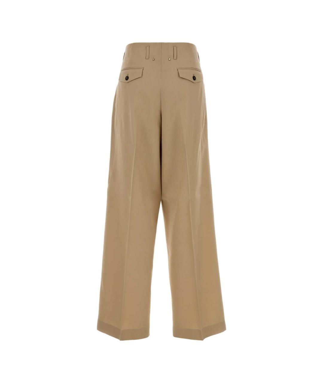GOLDEN GOOSE DELUXE BRAND Бежевые шерстяные прямые брюки, фото 2