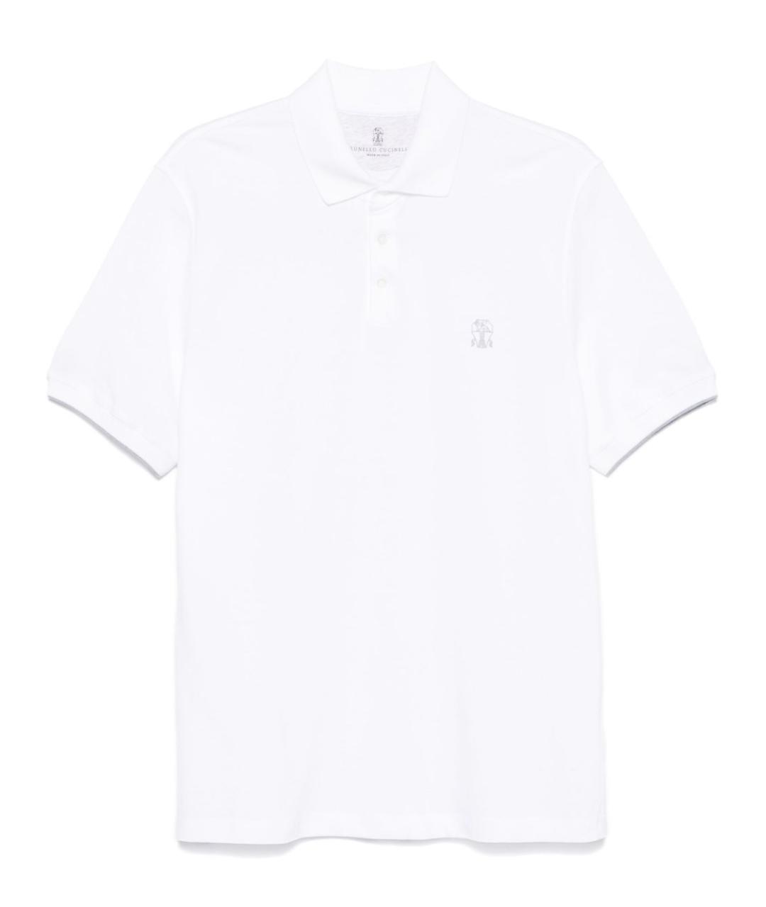 BRUNELLO CUCINELLI Белое хлопковое поло с коротким рукавом, фото 1