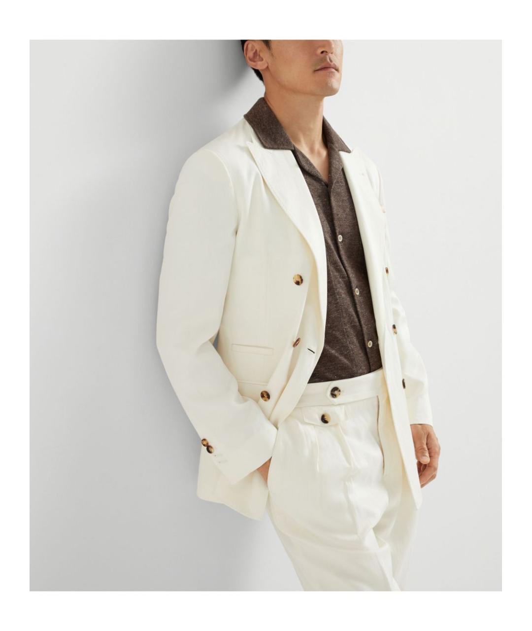 BRUNELLO CUCINELLI Белый шелковый пиджак, фото 2
