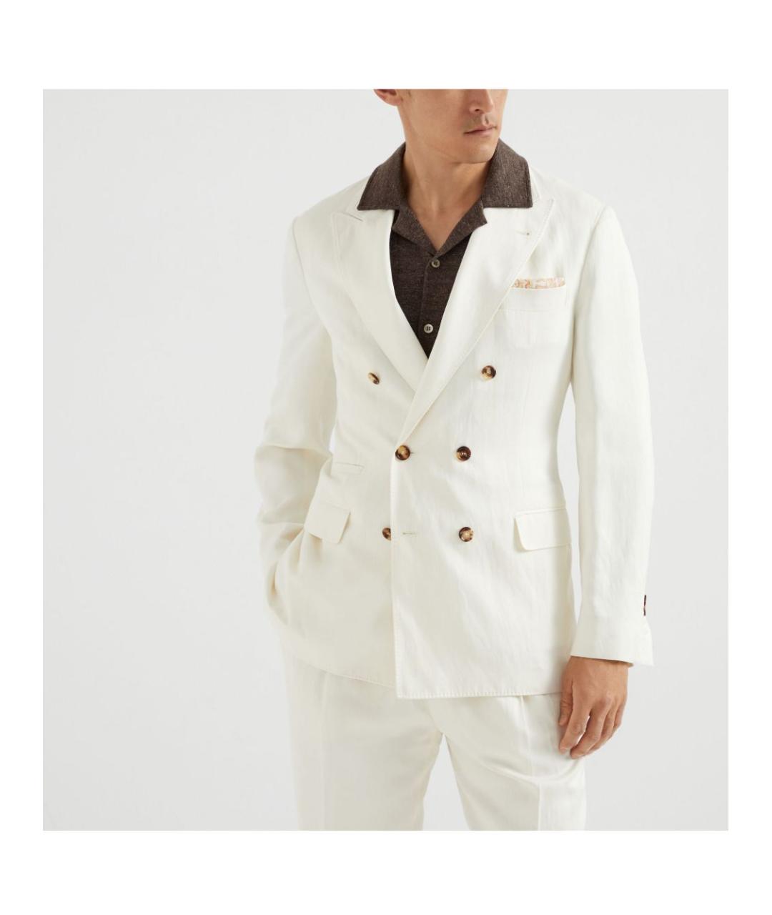 BRUNELLO CUCINELLI Белый шелковый пиджак, фото 3