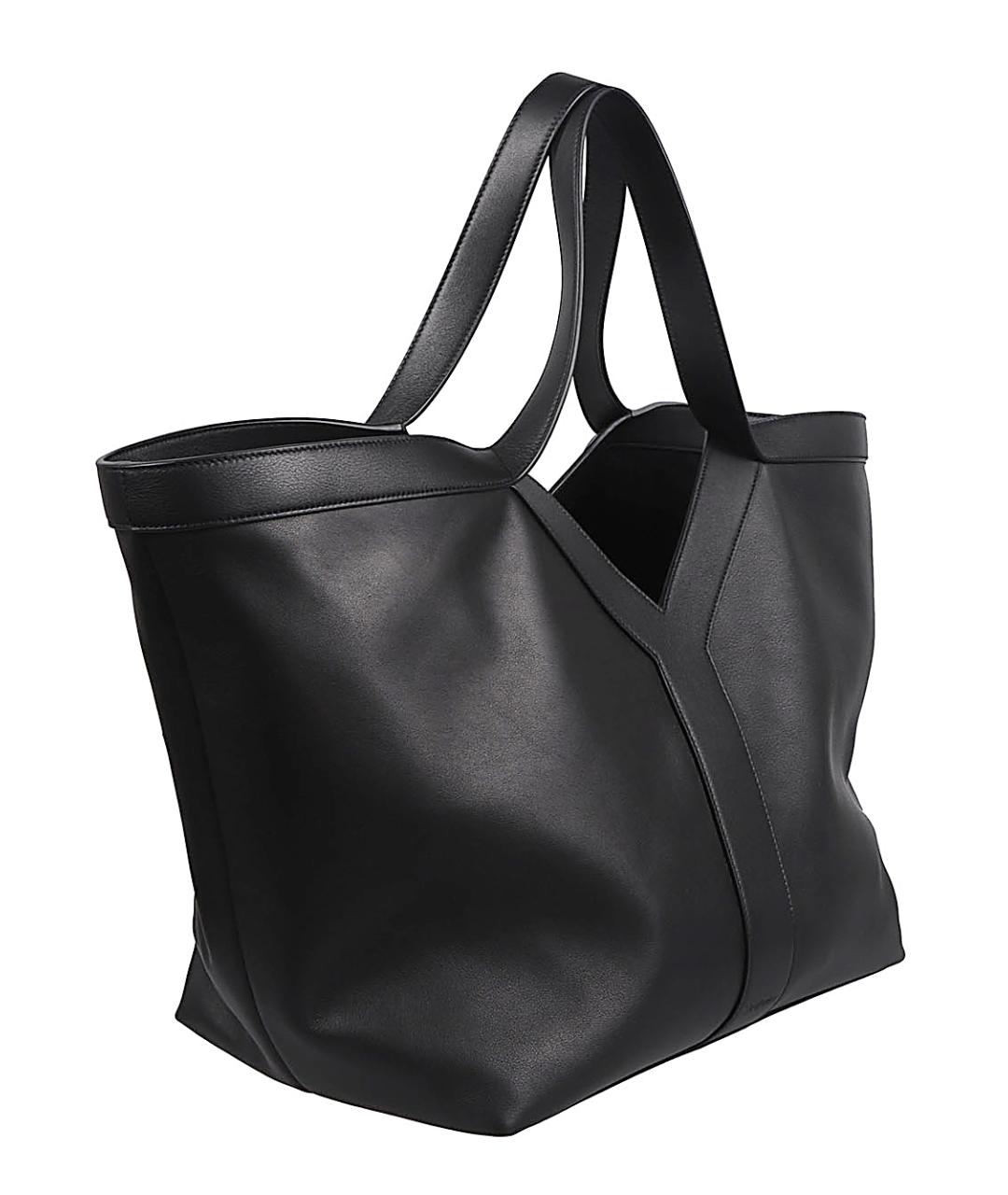 SAINT LAURENT Черная кожаная сумка тоут, фото 3