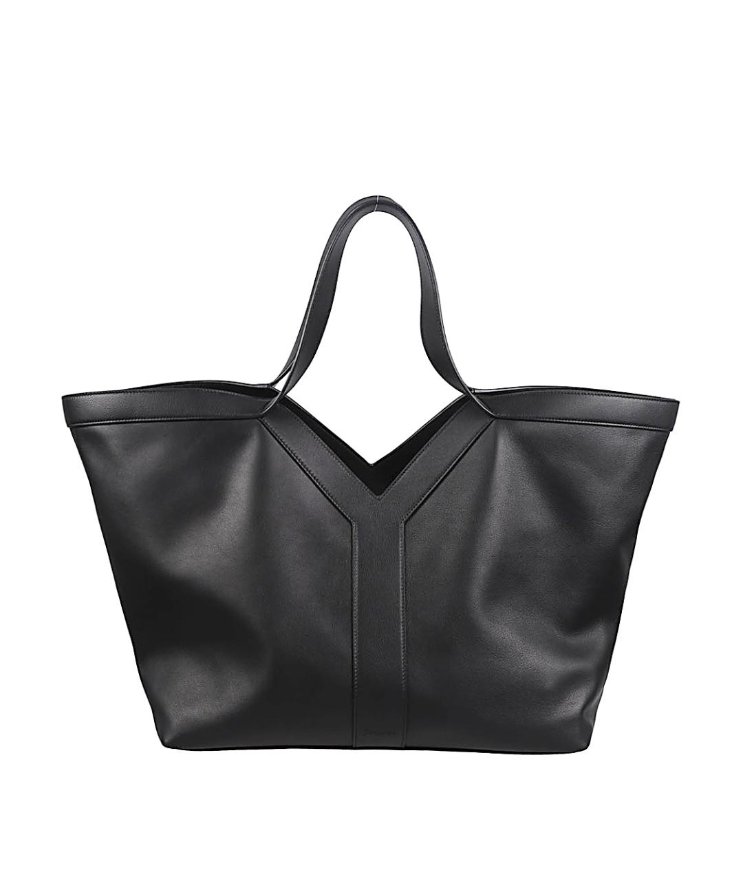 SAINT LAURENT Черная кожаная сумка тоут, фото 2