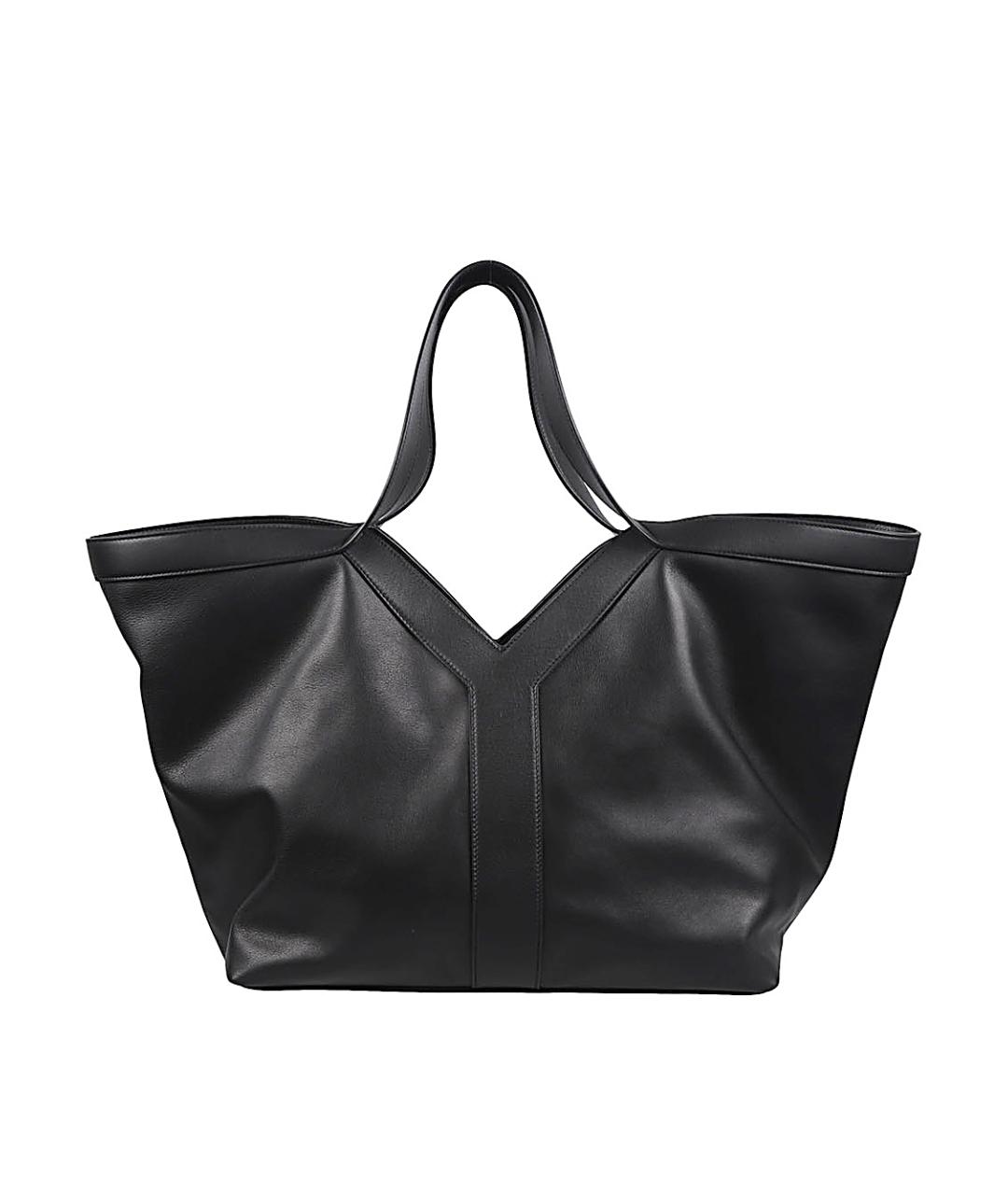 SAINT LAURENT Черная кожаная сумка тоут, фото 1