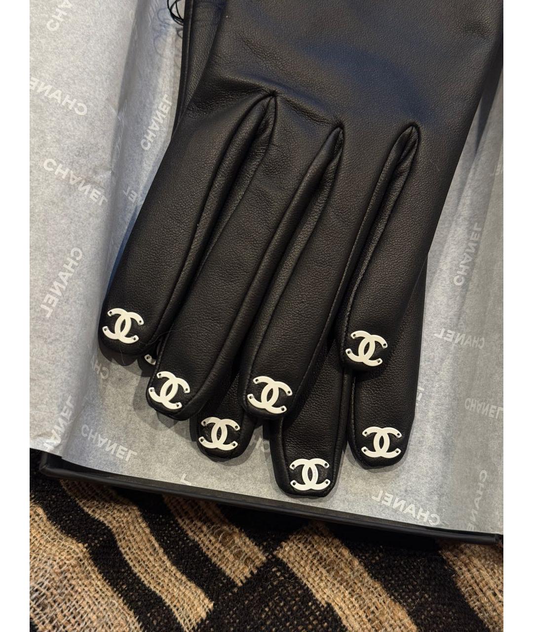 CHANEL Черные кожаные перчатки, фото 4
