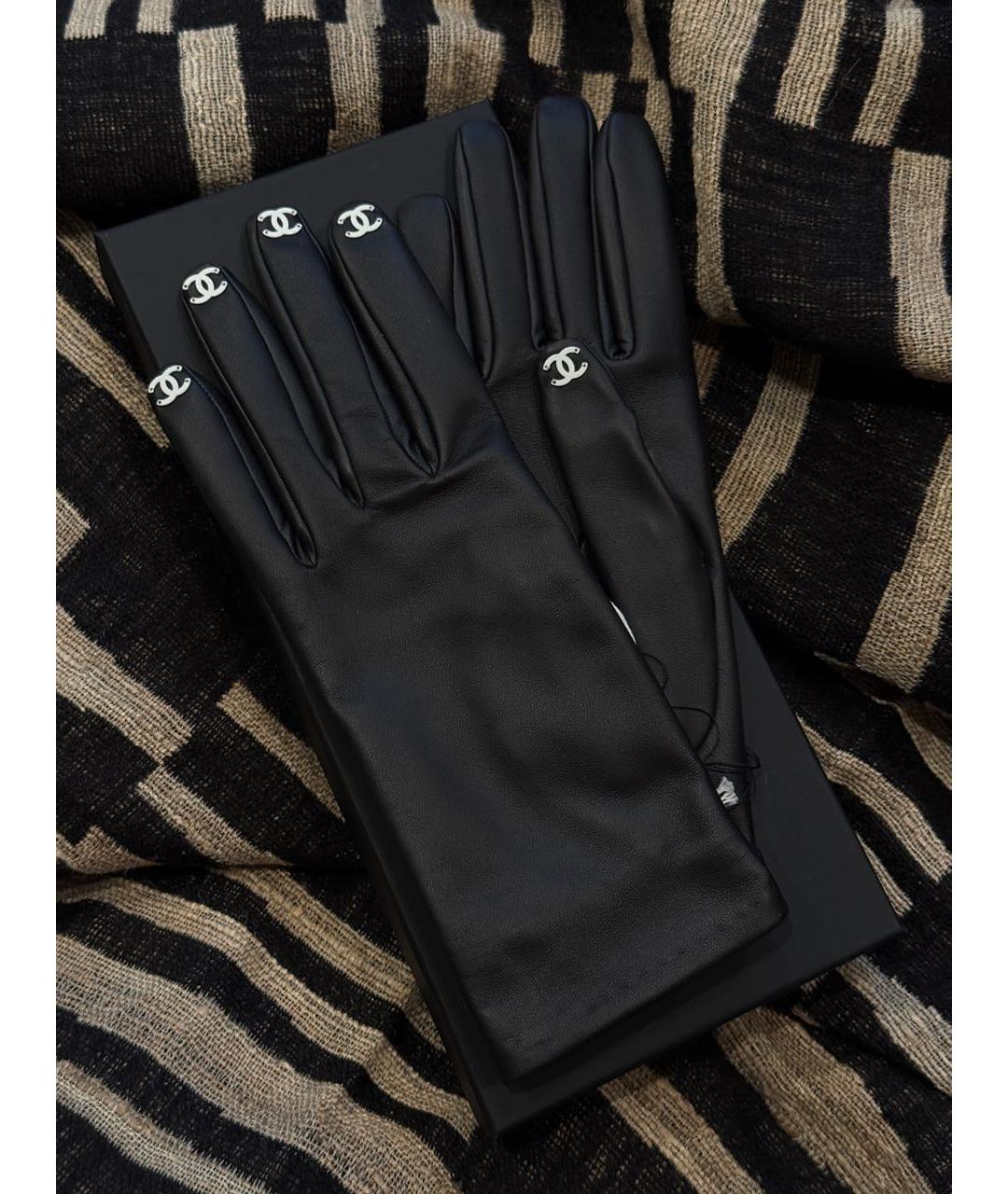 CHANEL Черные кожаные перчатки, фото 3