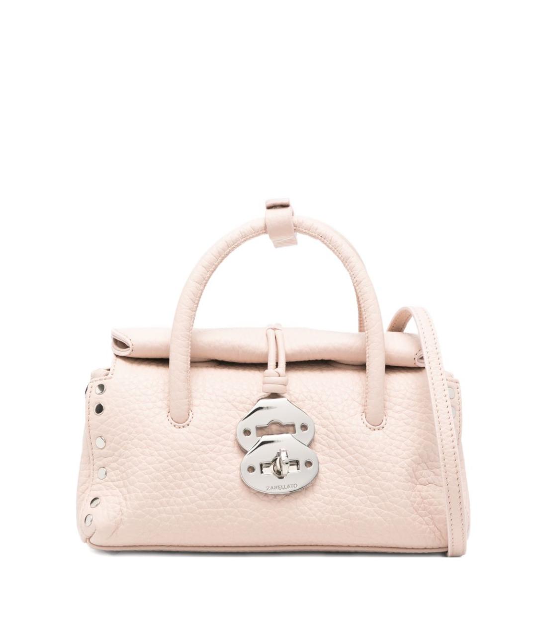 ZANELLATO Розовая кожаная сумка с короткими ручками, фото 1