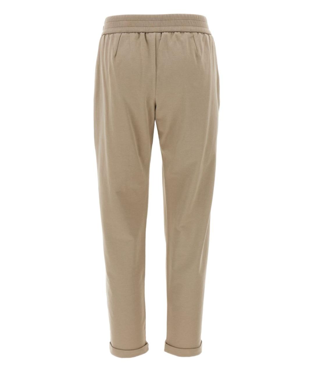 BRUNELLO CUCINELLI Бежевые хлопковые прямые брюки, фото 2