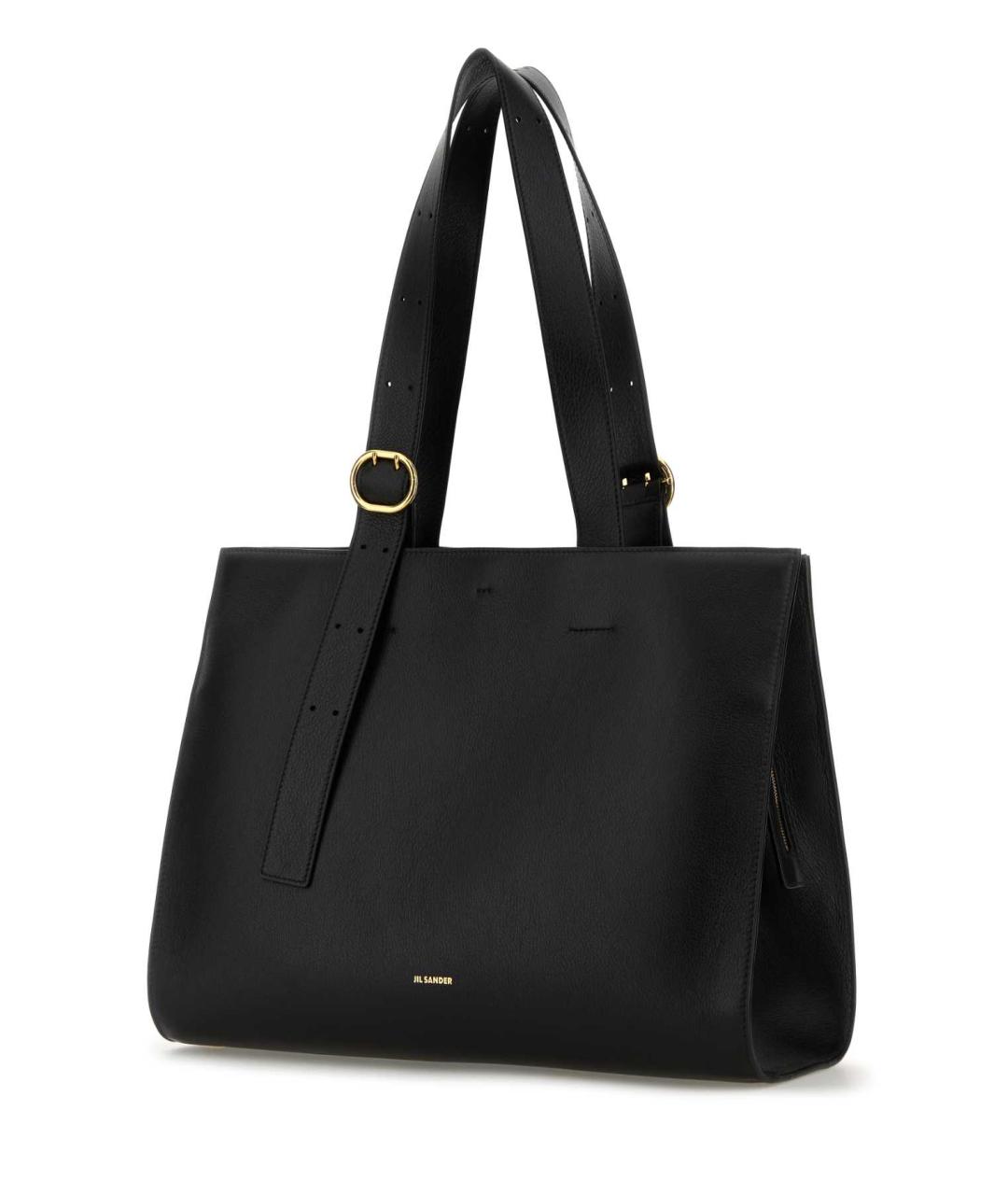 JIL SANDER Черная кожаная сумка тоут, фото 2