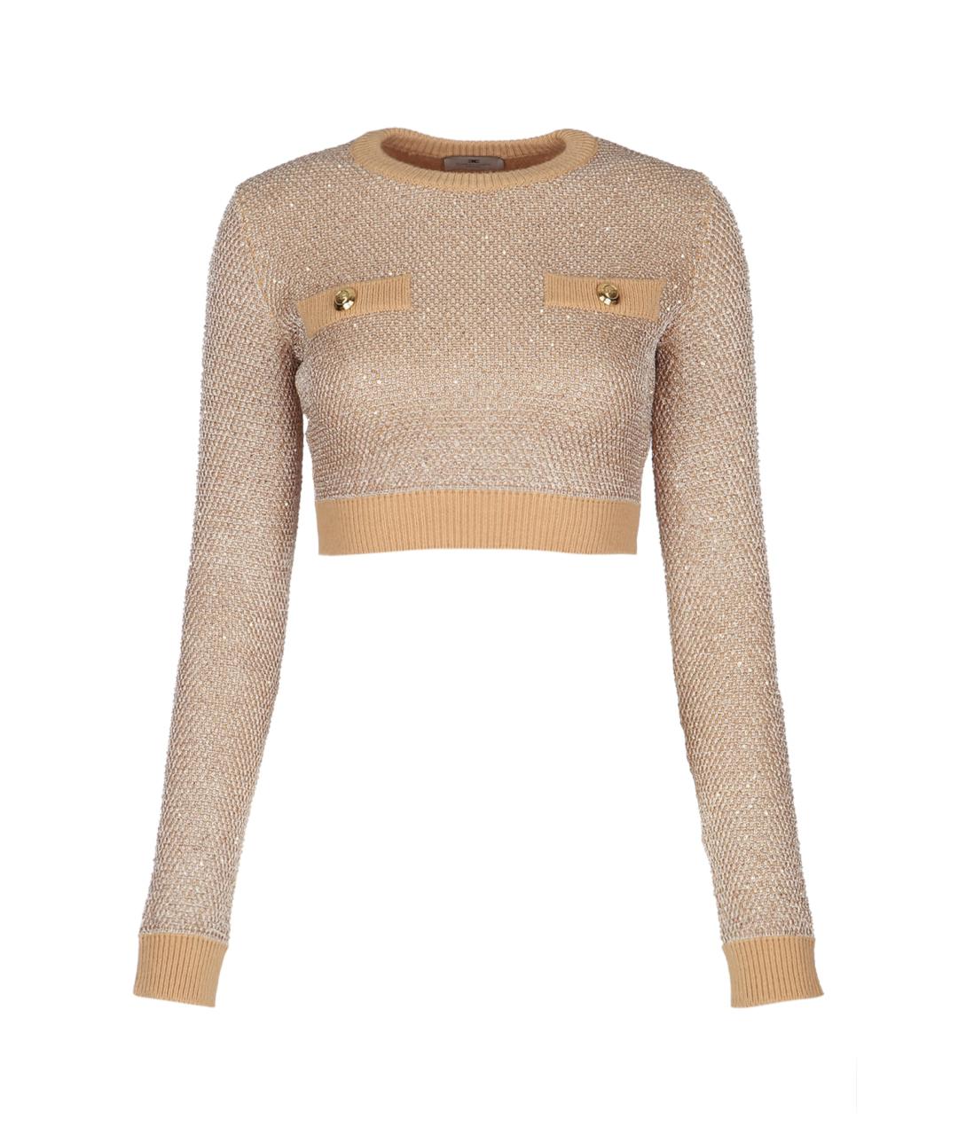 ELISABETTA FRANCHI Бежевый полиэстеровый джемпер / свитер, фото 1