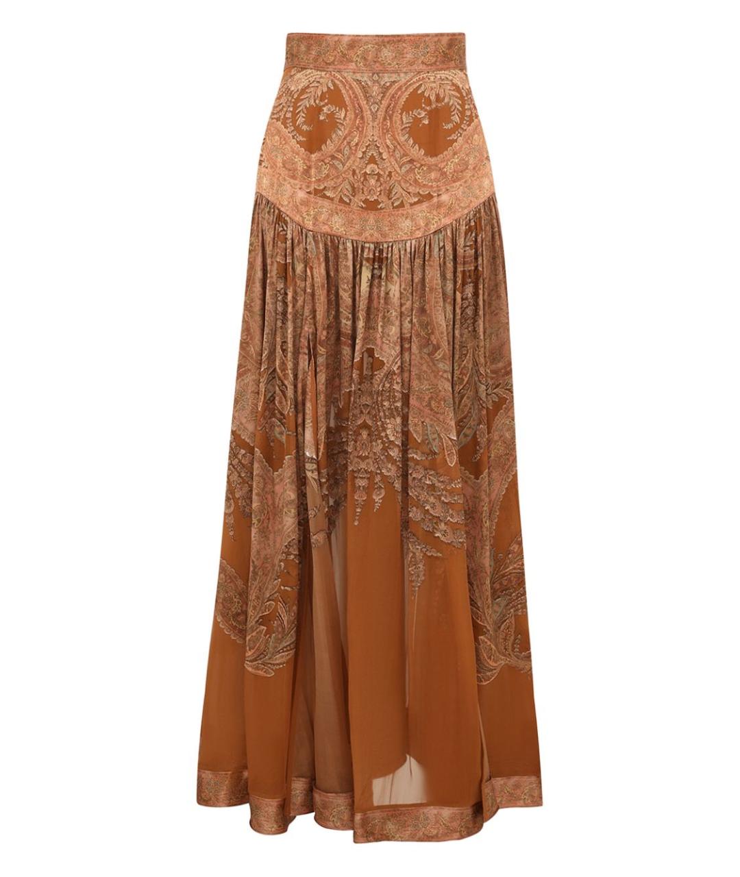 ZIMMERMANN Коричневая вискозная юбка макси, фото 1