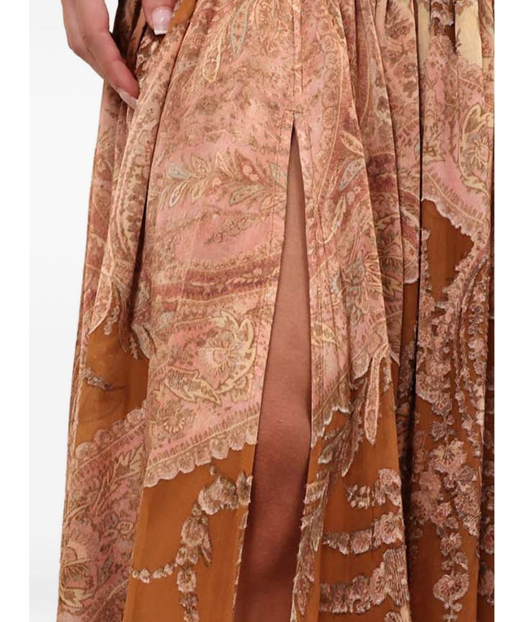 ZIMMERMANN Коричневая вискозная юбка макси, фото 2