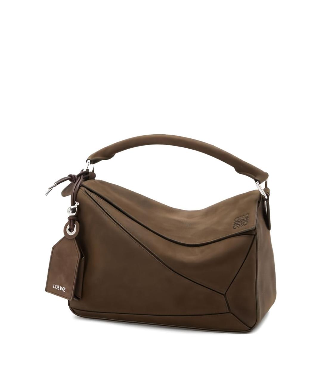 LOEWE Коричневая замшевая сумка с короткими ручками, фото 2